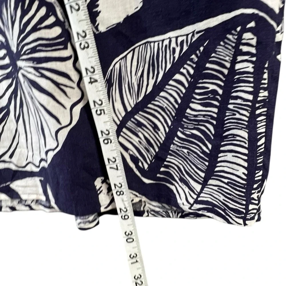 Nicole Miller Wrap Skirt XS Blue White Linen Blend Seashell Coconut Girl Resort - Picture 9 of 15